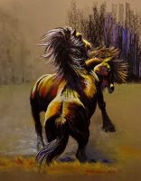 Dzikie konie - 30x40cm, pastele